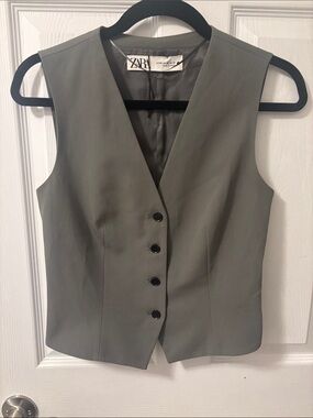 ZARA Olive Tailored Button Front Vest